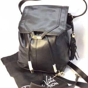 Black Leather Backpack